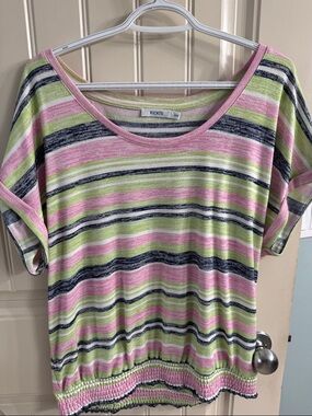 Ricki's Pink, Lime & Navy Striped Short-Sleeve Top
